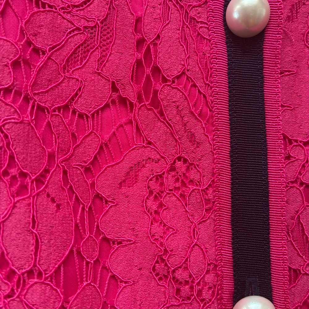 NWT: RSVP for Talbots Navy Corded Pink Lace Jacket Size 10 - Picture 3 of 7